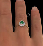 Emerald 5 X 3mm And Diamond 18k Gold Ring  Fet33-g