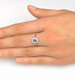 Emerald 6 X 4mm And Diamond 18k White Gold Ring  Fet33-gy