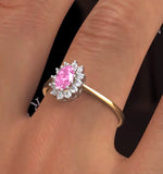 18k Gold Diamond And Pink Sapphire Ring 0.18ct