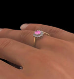 18k Gold Diamond And Pink Sapphire Ring 0.18ct