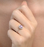 18k Gold White Diamond And Pink Sapphire Ring 0.18ct