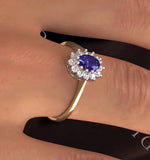 Tanzanite 6 X 4mm And Diamond 18k Gold Ring  Fet33-v