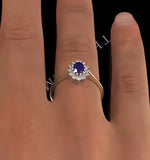 Tanzanite 6 X 4mm And Diamond 18k Gold Ring  Fet33-v