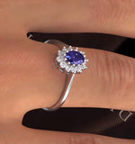 Tanzanite 6 X 4mm And Diamond 18k White Gold Ring  Fet33-vy
