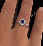 Tanzanite 6 X 4mm And Diamond 18k White Gold Ring  Fet33-vy