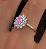 18k Gold Diamond And Pink Sapphire Ring 0.36ct