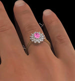 18k Gold Diamond And Pink Sapphire Ring 0.36ct