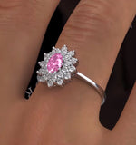 18k White Gold Diamond And Pink Sapphire Ring 0.36ct