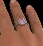 18k White Gold Diamond And Pink Sapphire Ring 0.36ct
