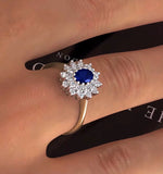 Sapphire 6 X 4mm And Diamond 18k Gold Ring  Fet34-u