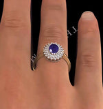 Tanzanite 7 X 5mm And Diamond 18k Gold Ring