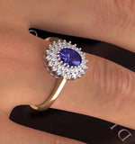 Tanzanite 7 X 5mm And Diamond 18k Gold Ring