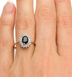 Sapphire 7 X 5mm And Diamond 18k Gold Ring  Fet35-u