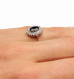 Sapphire 7 X 5mm And Diamond 18k Gold Ring  Fet35-u