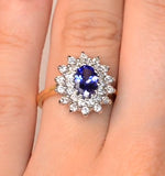 Tanzanite 7 X 5mm And 0.56ct Diamond 18k Gold Ring