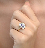 Tanzanite 7 X 5mm And 0.56ct Diamond 18k Gold Ring