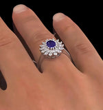 Tanzanite 7 X 5mm And Diamond 18k White Gold Ring  Fet36-vy