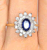 Sapphire 7 X 5mm And Diamond 0.56ct 18k Gold Ring