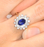 Sapphire 7 X 5mm And Diamond 0.56ct 18k Gold Ring