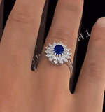 Sapphire 7 X 5mm And Diamond 0.56ct 18k White Gold Ring