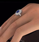 Sapphire 7 X 5mm And Diamond 0.56ct 18k White Gold Ring