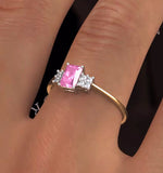 9k Gold Diamond Pink Sapphire Ring 0.06ct