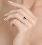 Sapphire 6 X 4mm And Diamond 18k White Gold Ring  Fet37-uy