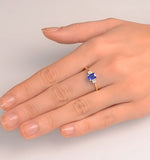 Tanzanite 6 X 4mm And Diamond 18k Gold Ring  Fet37-v