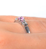 18k White Gold Diamond And Pink Sapphire Ring 0.10ct