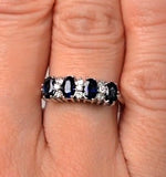 Sapphire 5 X 3mm And Diamond 18k White Gold Ring  Fet39-uy