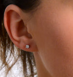Diamond Earrings 0.20ct Studs G/vs Quality In 18k White Gold - 3mm