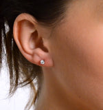 Diamond Earrings 0.30ct Studs Premium Quality In 18k White Gold 3.4mm