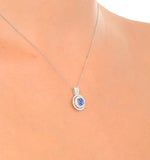 0.45ct And 18k White Gold Diamond Sapphire Pendant Necklace - Fr38
