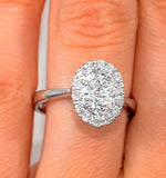1ct Diamond And 18k White Gold Cluster Ring Ft60
