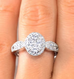 Halo Engagement Ring Galileo 1.08ct H/si Diamonds In 18kw White Gold