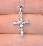 Diamond Cross Necklace 0.46ct In 9k White Gold