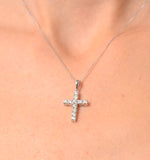 Diamond Cross Necklace 0.46ct In 9k White Gold