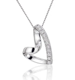 Heart Pendant Necklace 0.10ct Diamond 9k White Gold
