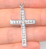 Cross Pendant 1.00ct Diamond 9k White Gold