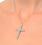 Cross Pendant 1.00ct Lab Diamond 9k White Gold