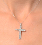 Cross Pendant 1.00ct Lab Diamond 9k White Gold