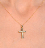 Cross Pendant Necklace 0.25ct Diamond 9k Yellow Gold W13 X L20mm