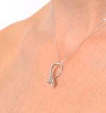 Sapphire And 0.02ct Diamond Ribbon Pendant Necklace 9k White Gold