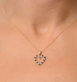 Sapphire And 0.03ct Diamond Heart Pendant Necklace 9k Yellow Gold