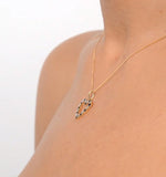 Sapphire And 0.03ct Diamond Heart Pendant Necklace 9k Yellow Gold