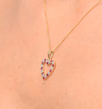 Ruby 0.68ct And Diamond 9k Yellow Gold Heart Pendant Necklace