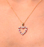 Ruby 0.68ct And Diamond 9k Yellow Gold Heart Pendant Necklace