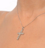 9k White Gold Diamond Value Cross Pendant Necklace 1.00