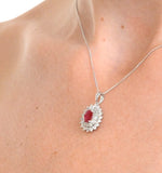 Ruby 7 X 5mm And Diamond 9k White Gold Pendant Necklace