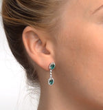 Emerald 4 X 6mm And Diamond 9k White Gold Earrings  H4482
